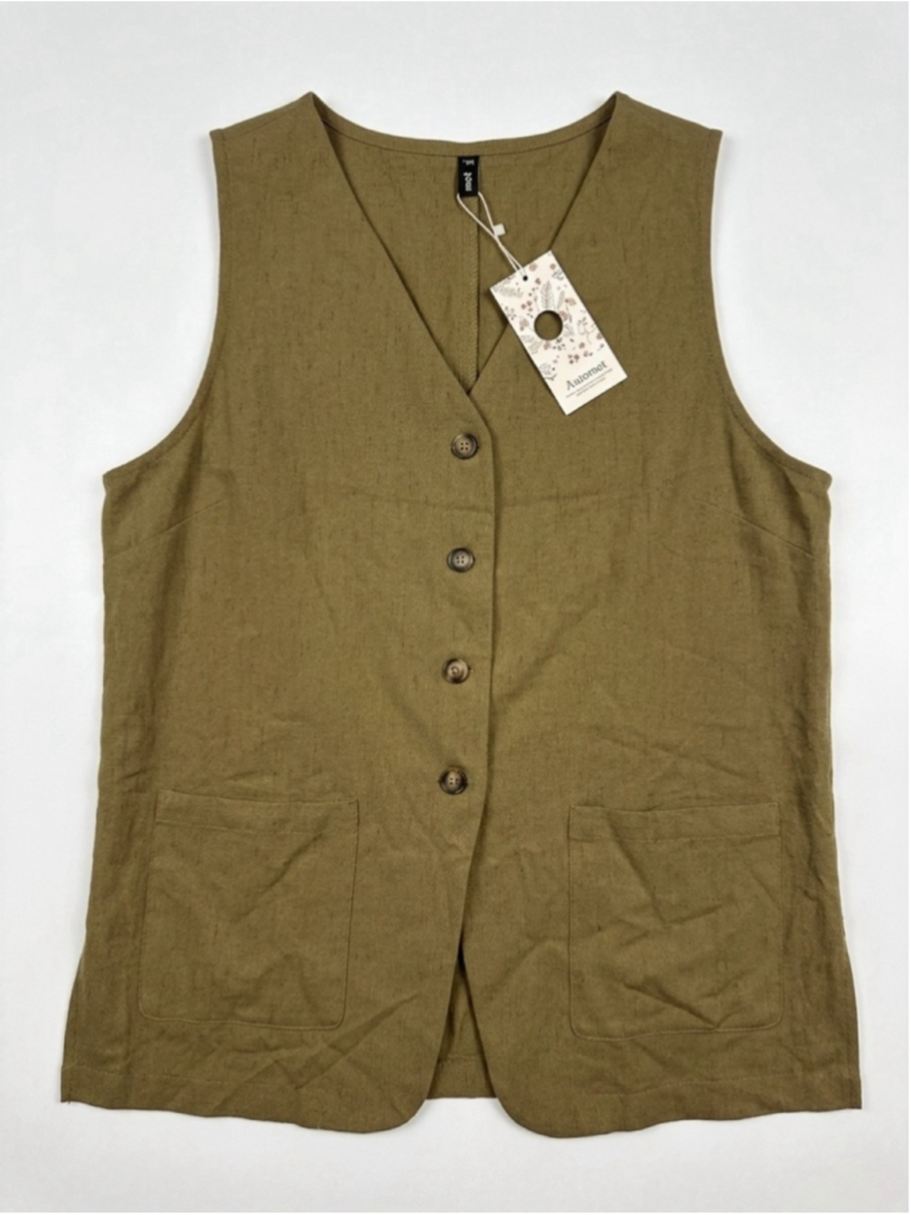 Automet Button-Front Vest in Brown - XL - Picture 2 of 4